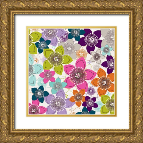 Boho Floral II Gold Ornate Wood Framed Art Print with Double Matting by Ketchum, Nicole