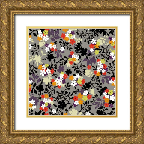 Costa del Flores III Gold Ornate Wood Framed Art Print with Double Matting by Hoffman, Katia