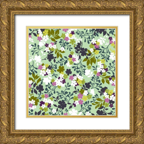Costa del Flores IV Gold Ornate Wood Framed Art Print with Double Matting by Hoffman, Katia