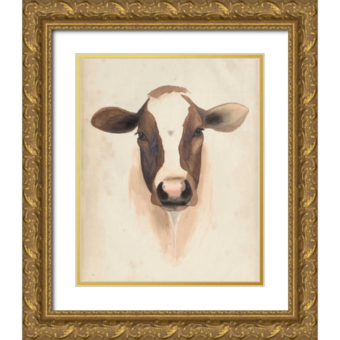 Watercolor Animal Study VII Gold Ornate Wood Framed Art Print with Double Matting by Popp, Grace