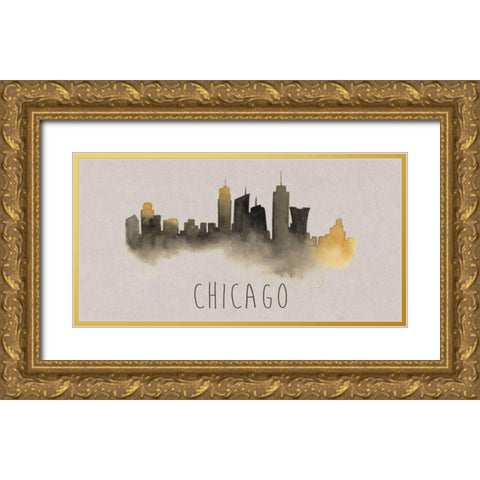 City Silhouettes II Gold Ornate Wood Framed Art Print with Double Matting by Popp, Grace