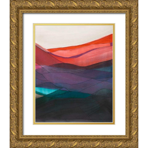 Red Hills II Gold Ornate Wood Framed Art Print with Double Matting by Fuchs, Jodi