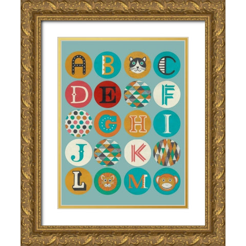 Luciens Alphabet I Gold Ornate Wood Framed Art Print with Double Matting by Zarris, Chariklia