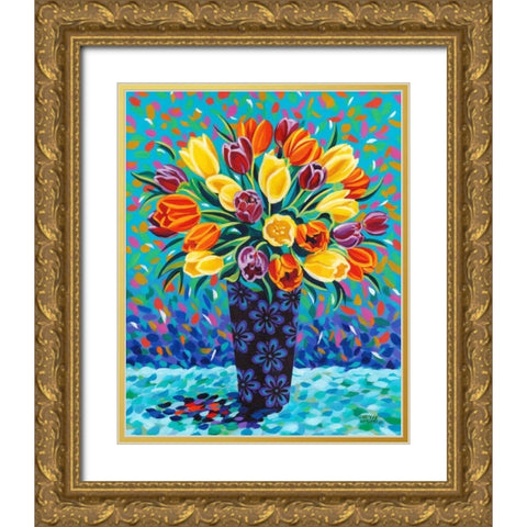 Bouquet Celebration II Gold Ornate Wood Framed Art Print with Double Matting by Vitaletti, Carolee