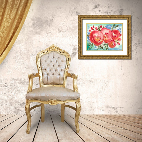Bed of Roses I Gold Ornate Wood Framed Art Print with Double Matting by Minasian, Julia