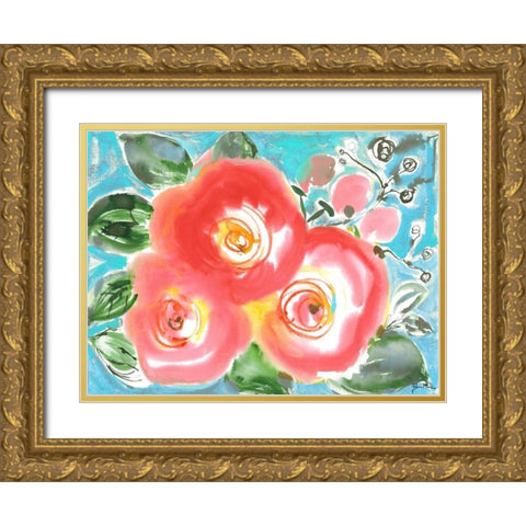 Bed of Roses II Gold Ornate Wood Framed Art Print with Double Matting by Minasian, Julia