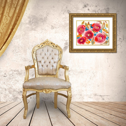 Bed of Roses III Gold Ornate Wood Framed Art Print with Double Matting by Minasian, Julia