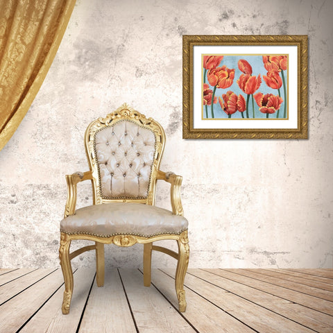 Ruby Tulips I Gold Ornate Wood Framed Art Print with Double Matting by Popp, Grace