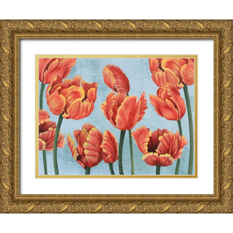 Ruby Tulips I Gold Ornate Wood Framed Art Print with Double Matting by Popp, Grace