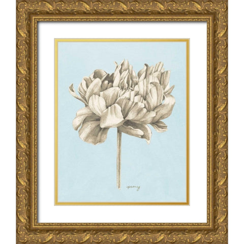 Graphite Botanical Study IV Gold Ornate Wood Framed Art Print with Double Matting by Popp, Grace