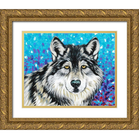 Grey Wolf II Gold Ornate Wood Framed Art Print with Double Matting by Vitaletti, Carolee