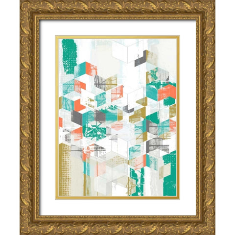 Box Grid I Gold Ornate Wood Framed Art Print with Double Matting by Goldberger, Jennifer