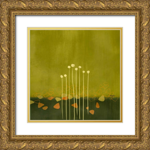 River Rocks II Gold Ornate Wood Framed Art Print with Double Matting by Evelia Designs