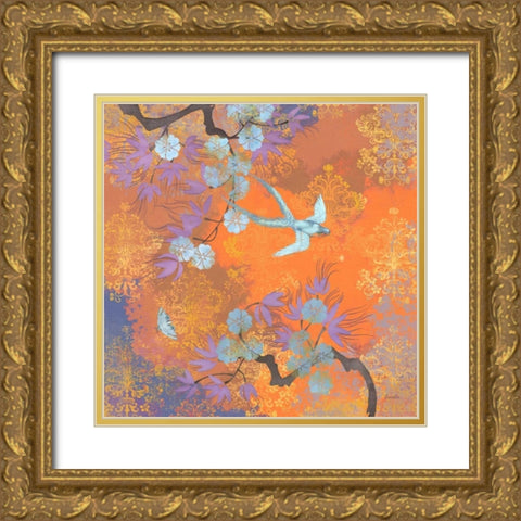 Aurora Australis II Gold Ornate Wood Framed Art Print with Double Matting by Evelia Designs