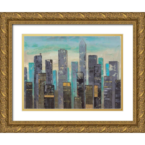 Urban Lights II Gold Ornate Wood Framed Art Print with Double Matting by Joy, Julie