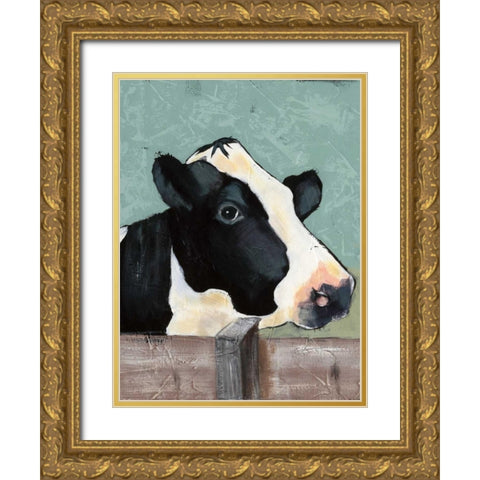 Holstein Cow I Gold Ornate Wood Framed Art Print with Double Matting by Reynolds, Jade