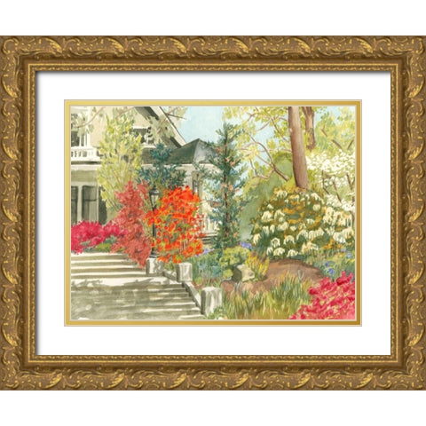 Plein Air Garden I Gold Ornate Wood Framed Art Print with Double Matting by Miller, Dianne