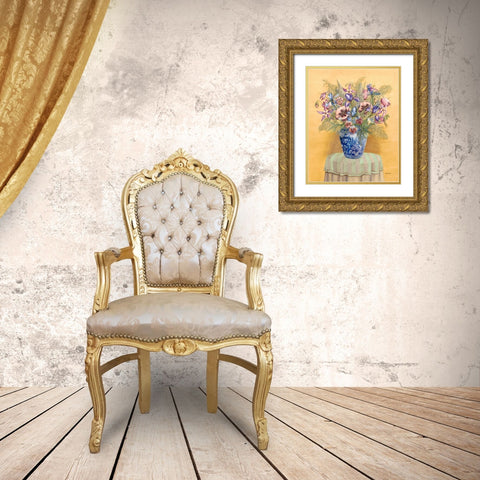 Bouquet in Asian Vase II Gold Ornate Wood Framed Art Print with Double Matting by Russell, Wendy