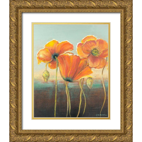 Poppy Tops I Gold Ornate Wood Framed Art Print with Double Matting by Russell, Wendy