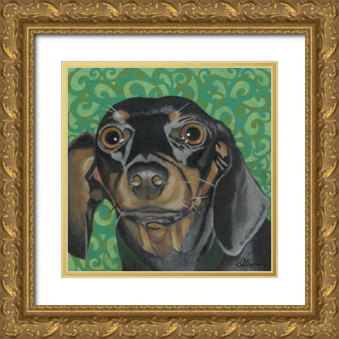 Dlynns Dogs - Keelie Gold Ornate Wood Framed Art Print with Double Matting by Roll, Dlynn