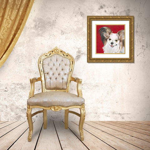 Dlynns Dogs - Lilly Gold Ornate Wood Framed Art Print with Double Matting by Roll, Dlynn