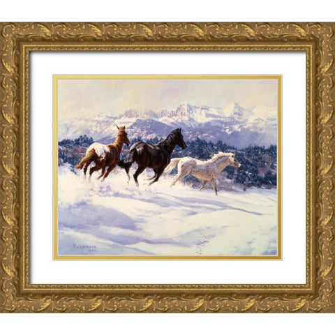 Winter Spirits Gold Ornate Wood Framed Art Print with Double Matting by Goldrick, Claire