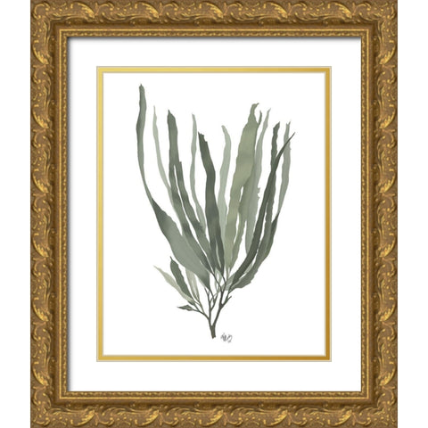 Seaweed 2 Blue Large Gold Ornate Wood Framed Art Print with Double Matting by Fab Funky