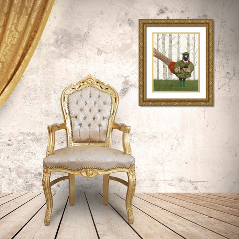 Pheasant Shooting Party 7 Gold Ornate Wood Framed Art Print with Double Matting by Fab Funky