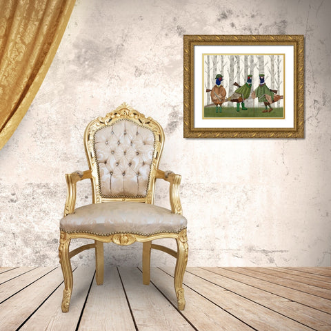 Pheasant Shooting Party Group 2 Gold Ornate Wood Framed Art Print with Double Matting by Fab Funky