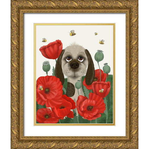 Bebe-Poppy Garden Gold Ornate Wood Framed Art Print with Double Matting by Fab Funky