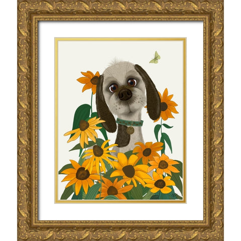 Bebe-Rudbeckia Garden Gold Ornate Wood Framed Art Print with Double Matting by Fab Funky
