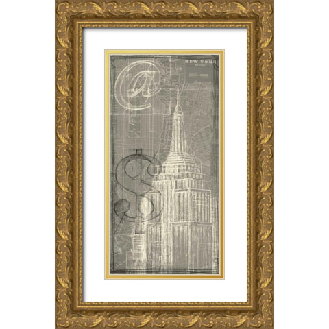 Office Sketches Collection F Gold Ornate Wood Framed Art Print with Double Matting by Harper, Ethan