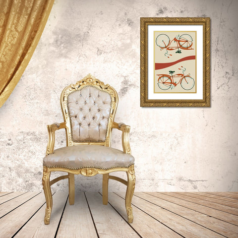 Retro Bike Collection E Gold Ornate Wood Framed Art Print with Double Matting by Goldberger, Jennifer