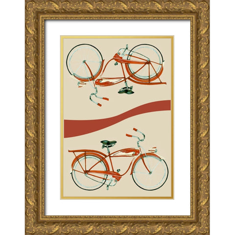 Retro Bike Collection E Gold Ornate Wood Framed Art Print with Double Matting by Goldberger, Jennifer