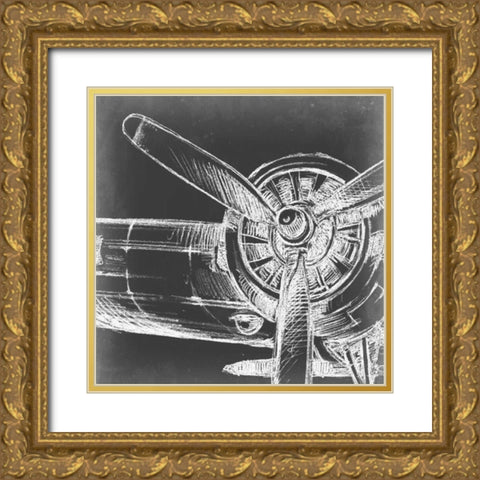Aeronautic Collection E Gold Ornate Wood Framed Art Print with Double Matting by Ethan Harper