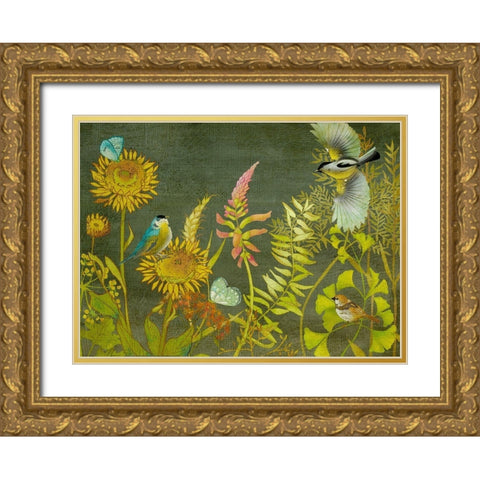 Birding Collection A Gold Ornate Wood Framed Art Print with Double Matting by Zarris, Chariklia