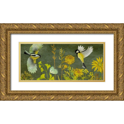 Birding Collection H Gold Ornate Wood Framed Art Print with Double Matting by Zarris, Chariklia