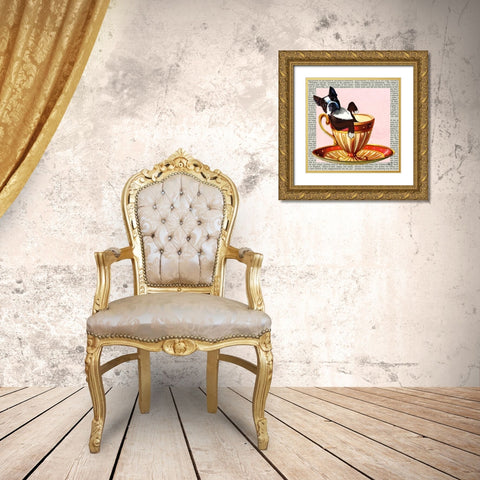 A Spot of Tea Collection C Gold Ornate Wood Framed Art Print with Double Matting by Fab Funky