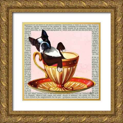 A Spot of Tea Collection C Gold Ornate Wood Framed Art Print with Double Matting by Fab Funky