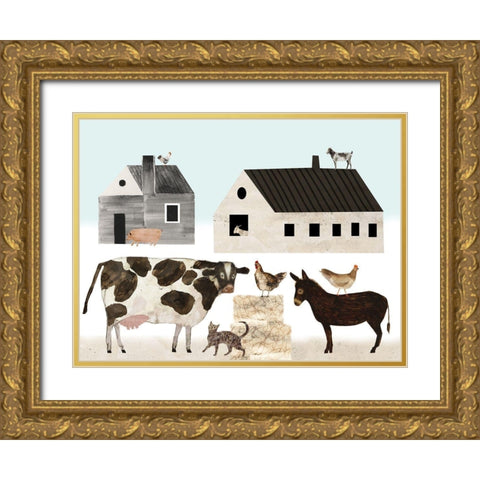 Barnyard Buds Collection A Gold Ornate Wood Framed Art Print with Double Matting by Borges, Victoria