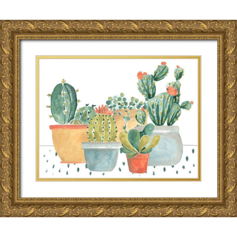 Simple Succulent Collection A Gold Ornate Wood Framed Art Print with Double Matting by Vess, June Erica
