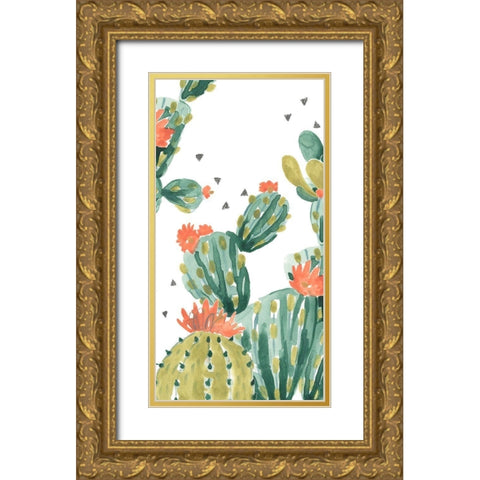 Simple Succulent Collection B Gold Ornate Wood Framed Art Print with Double Matting by Vess, June Erica