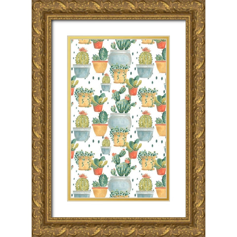 Simple Succulent Collection E Gold Ornate Wood Framed Art Print with Double Matting by Vess, June Erica