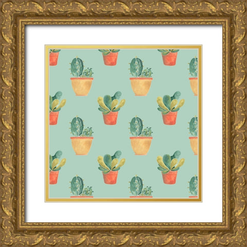 Simple Succulent Collection G Gold Ornate Wood Framed Art Print with Double Matting by Vess, June Erica