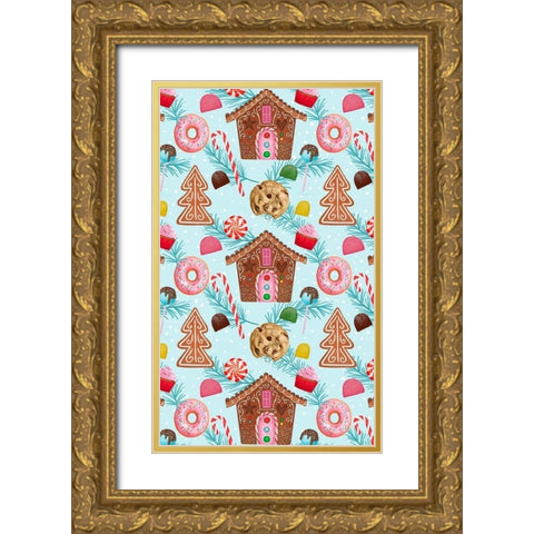 Sweet Holidays Collection E Gold Ornate Wood Framed Art Print with Double Matting by Borges, Victoria