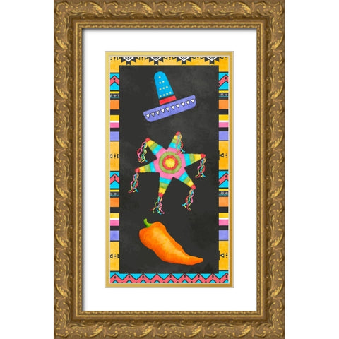 PiÃ±ata Party Collection B Gold Ornate Wood Framed Art Print with Double Matting by Reynolds, Jade