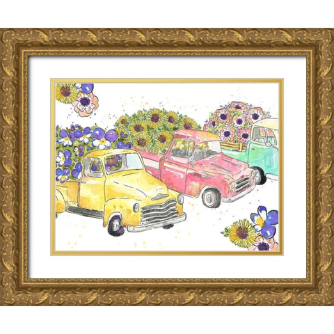Flower Truck Collection A Gold Ornate Wood Framed Art Print with Double Matting by McGuire, Catherine