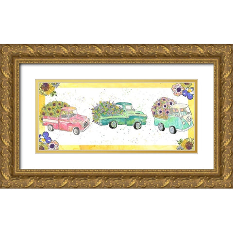 Flower Truck Collection D Gold Ornate Wood Framed Art Print with Double Matting by McGuire, Catherine
