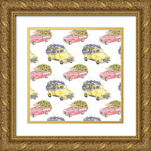 Flower Truck Collection F Gold Ornate Wood Framed Art Print with Double Matting by McGuire, Catherine