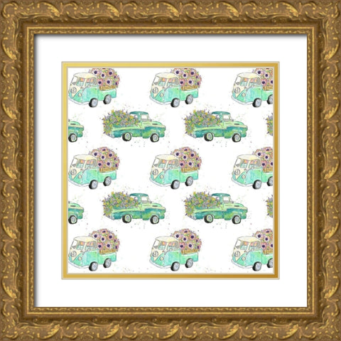 Flower Truck Collection H Gold Ornate Wood Framed Art Print with Double Matting by McGuire, Catherine